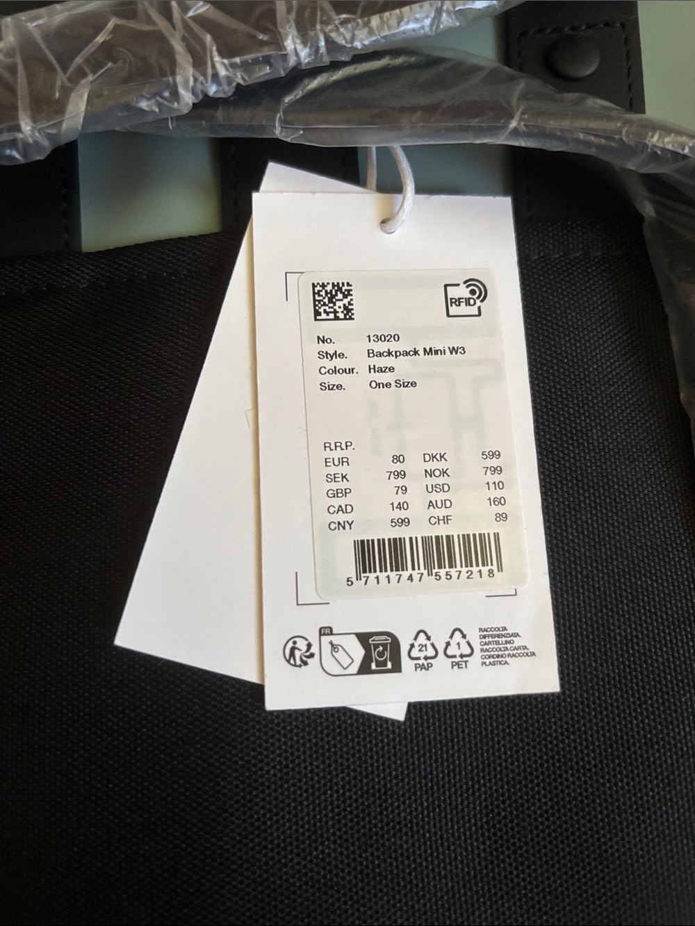 NWT Rains Waterproof Mini W3 Backpack in Haze - Picture 8 of 8
